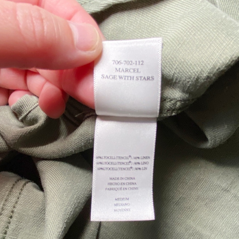 Rails Linen Marcel Sage with Stars Shirt Jacket Long Sleeve Button Down Green - Picture 10 of 16